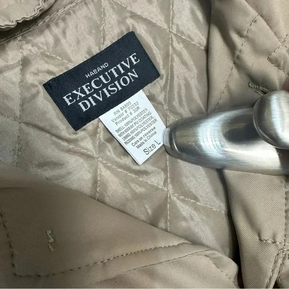 Executive Impulse Mens Beige Trench‎ Coat Overcoat Jacket